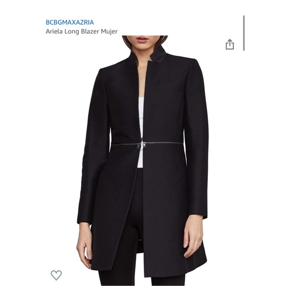 BCBGMAXAZRIA Arelia Long Blazer Black Zip Waist | Size XS